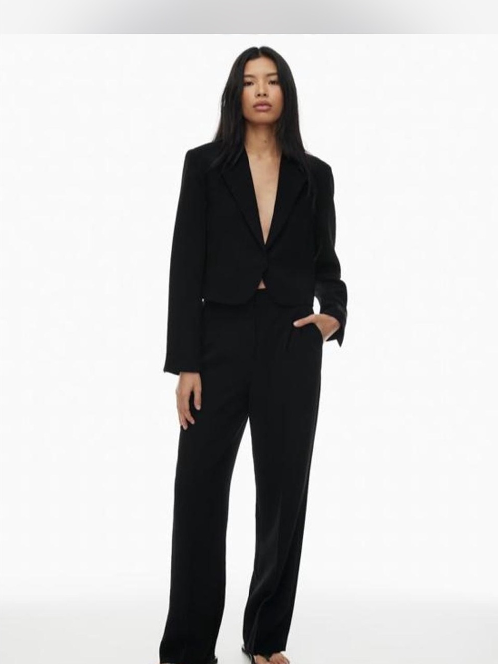 Wilfred Black Tailored Wide-Leg Pantsuit